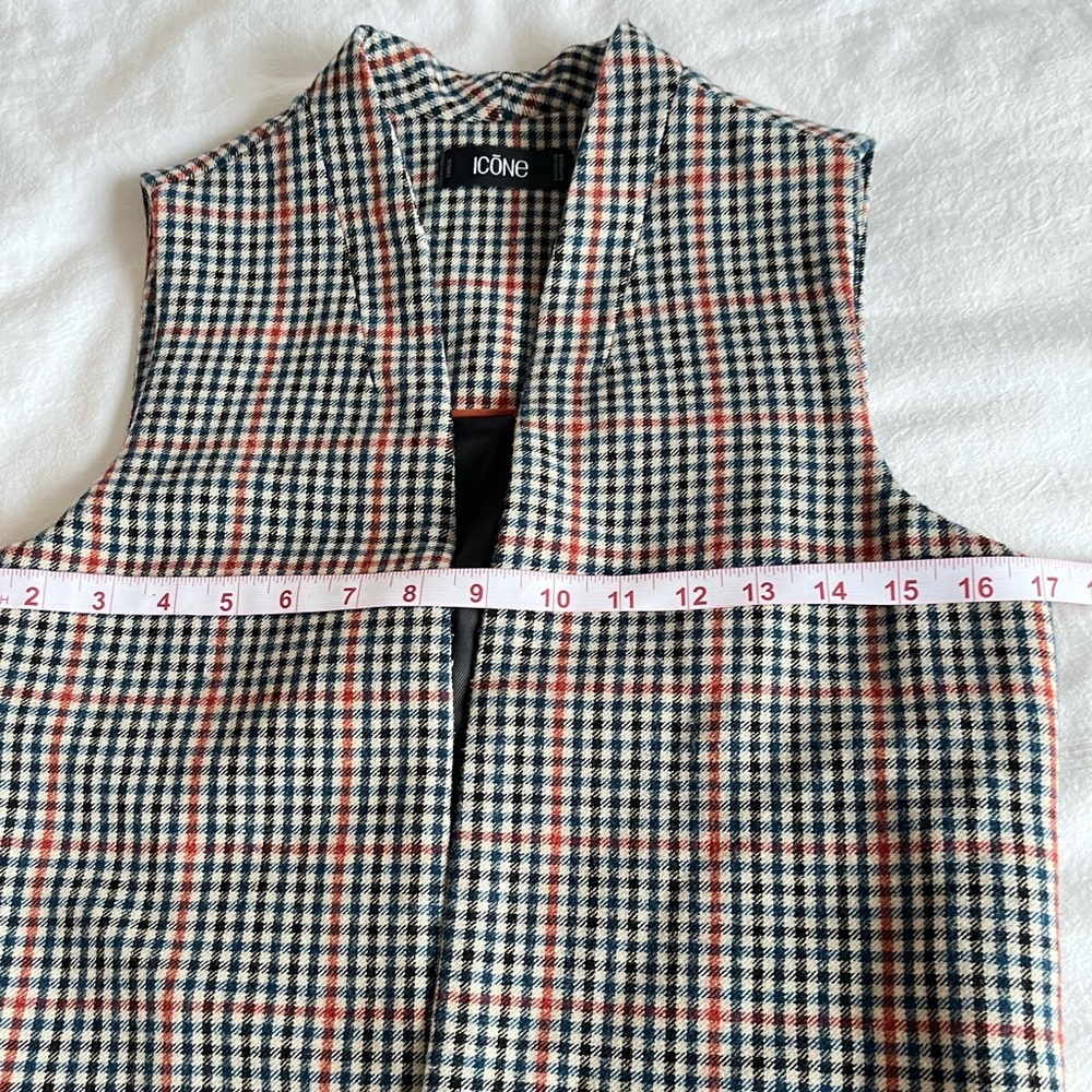 Icône Simons Longline Houndstooth Plaid Vest XS NWOT Office Chic Dark Academia - Picture 11 of 14